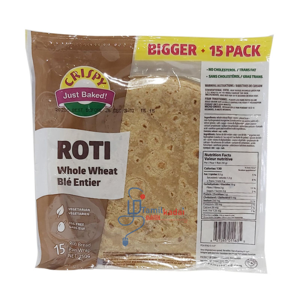 Roti Whole Wheat (750 g - 15 pc) - Crispy