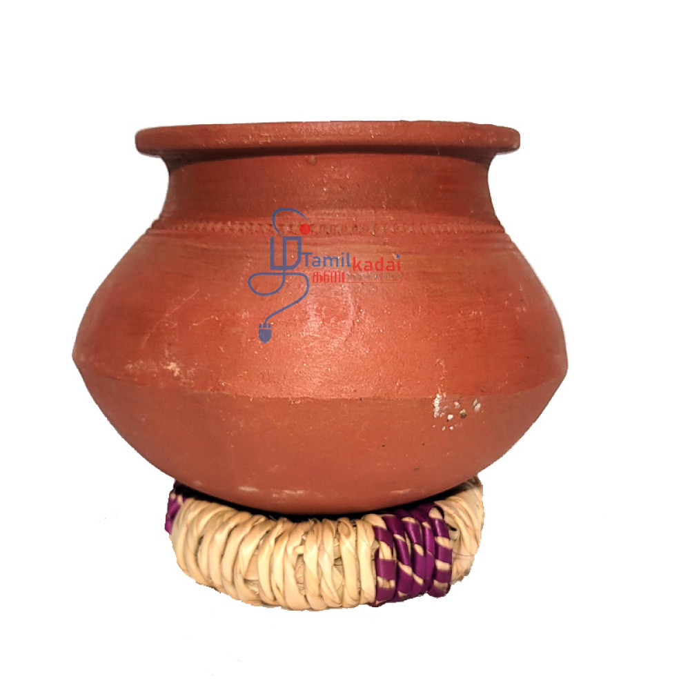 Clay Pot Round  (Small + Pot Holder) - மண்பானை